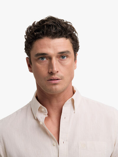 CAMISA LINO BOLSILLO BEIGE